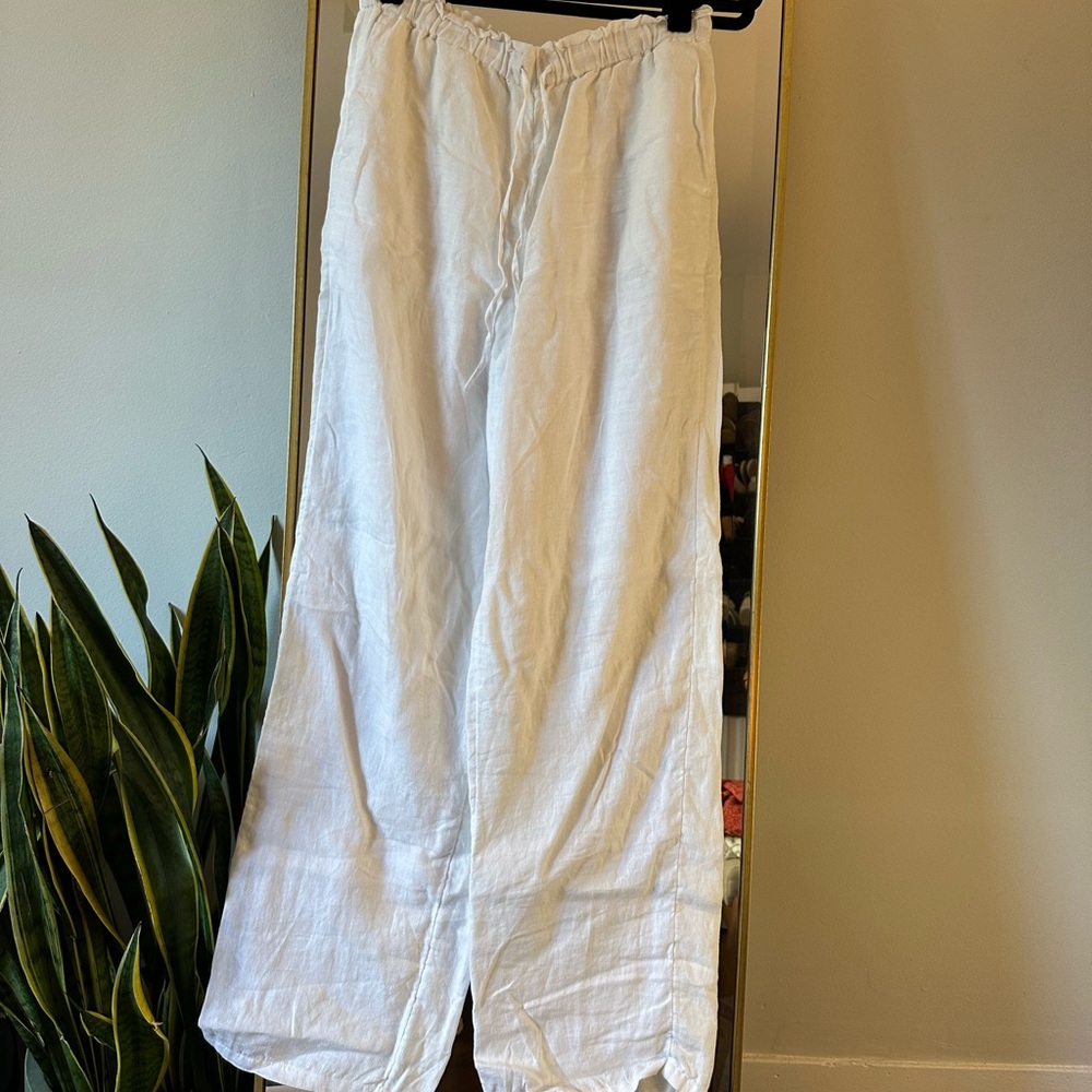 Jcrew White Linen Soleil Pants - Small Tall
